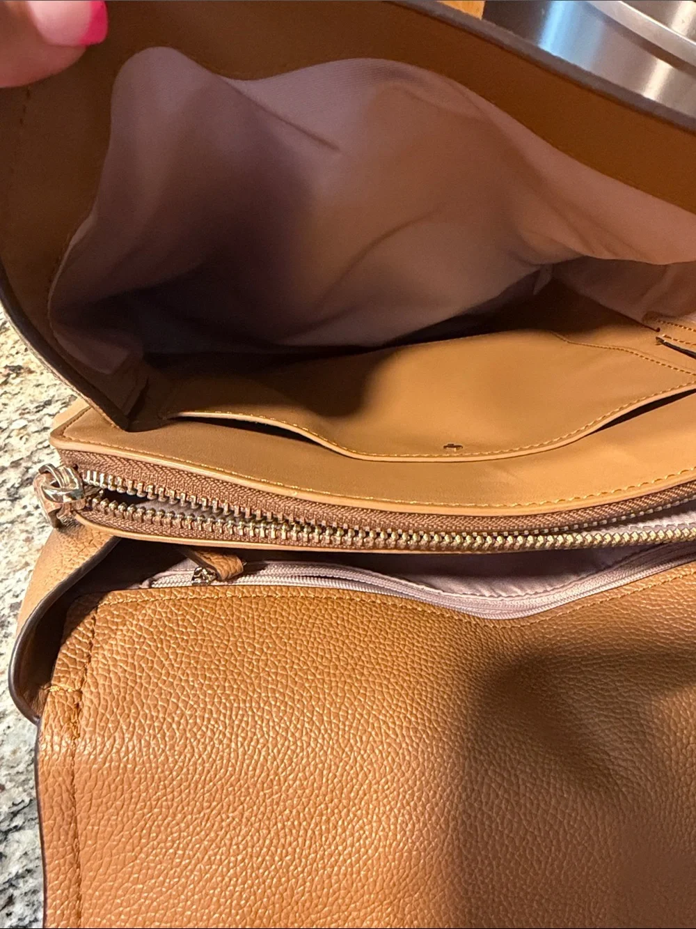 kate spade Brown Pebble Leather Backpack with Top Handle